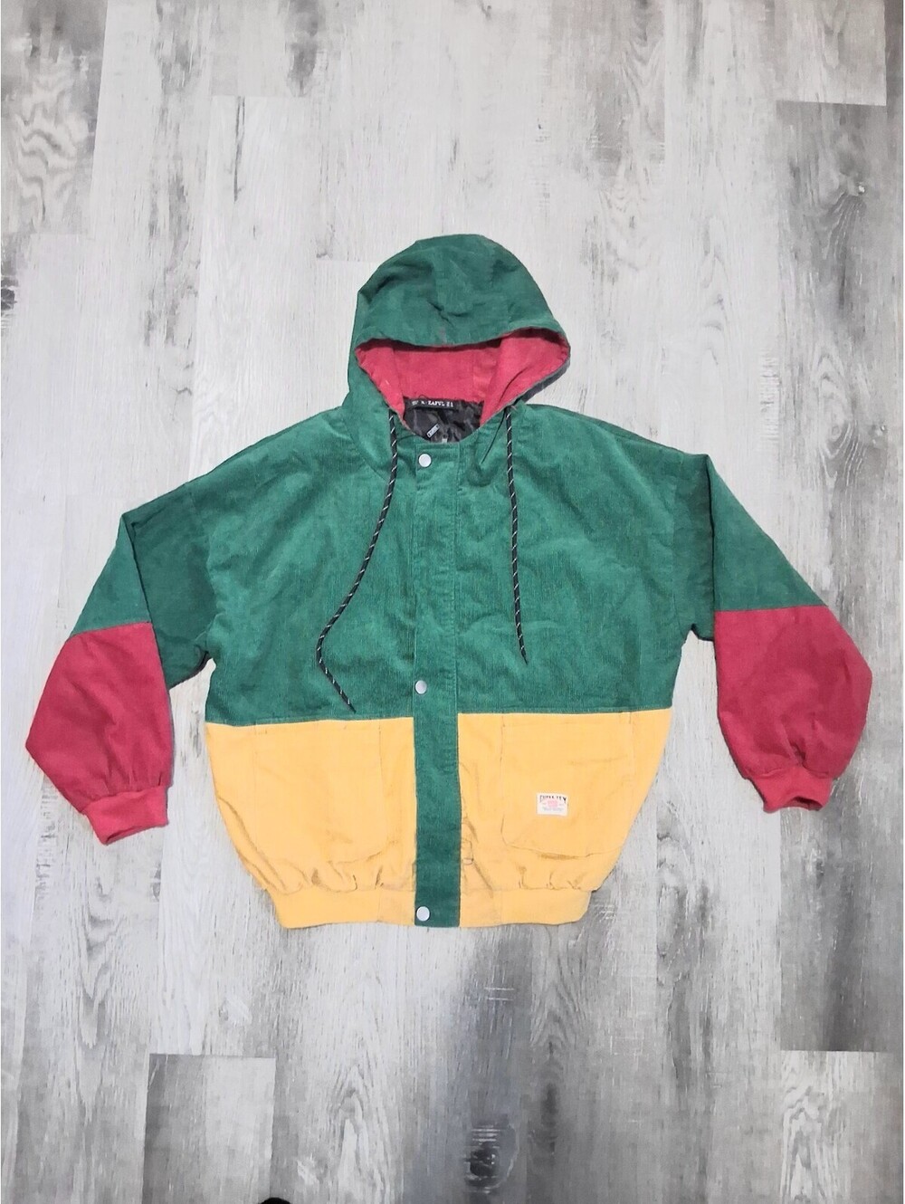Vtg Style ZAFUL Women’s XL Retro Colorful Green Yellow Red Corduroy Jacket NWOT